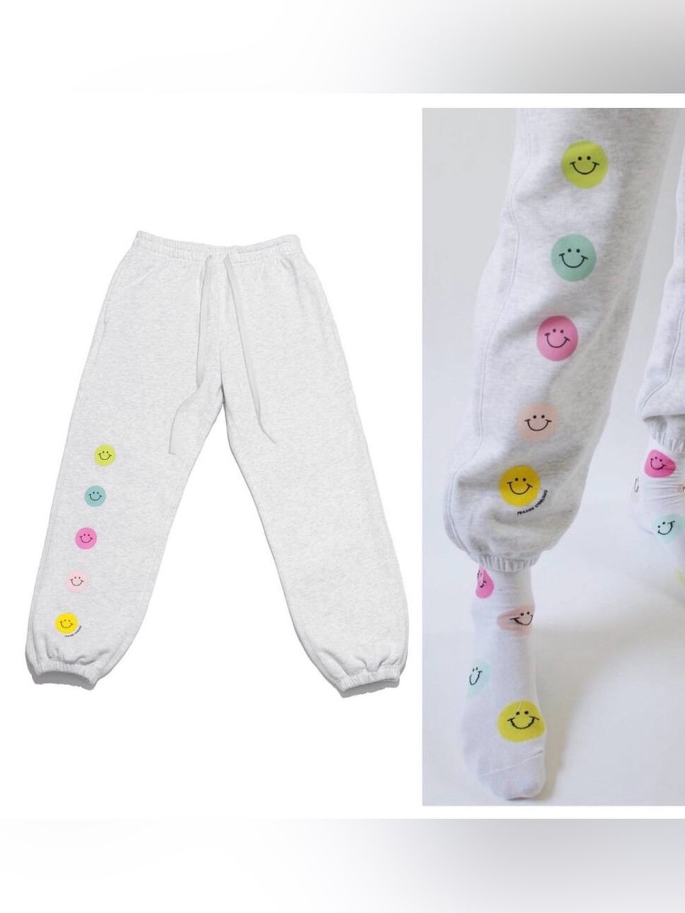 Frasier Sterling Smiley Face Sweatpants Gray Size Medium